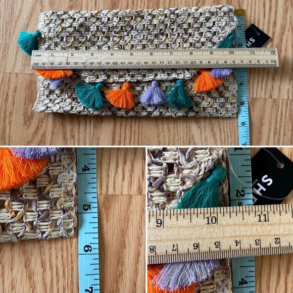 Woven Straw Clutch With Colorful Tassels and Magnetic Closure By Shein - Picture 7 of 7